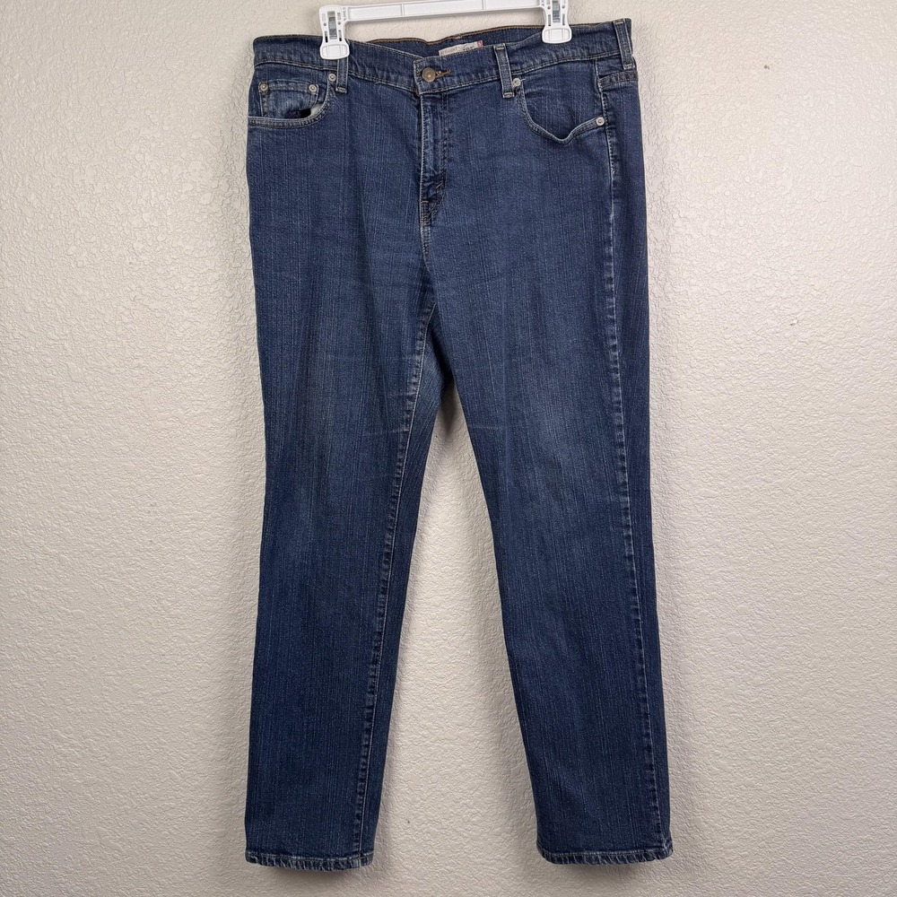 Levi's 505 Jeans Womens 16 (36x30) Blue Straight Stretch Denim Mid-Rise Zip Fly